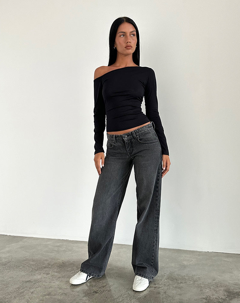 Jeans Parallel en gris negro lavado