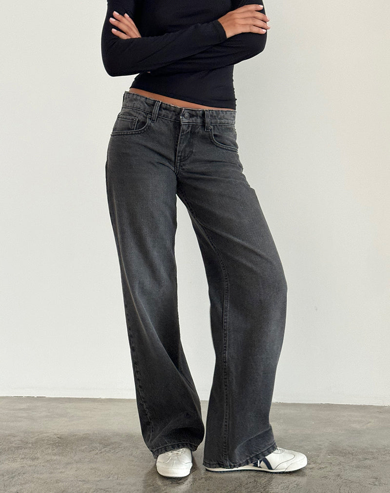 Jeans Parallel en gris negro lavado