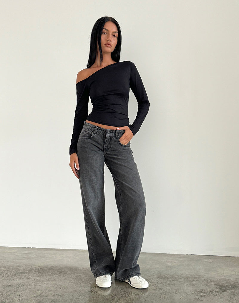 Jeans Parallel en gris negro lavado