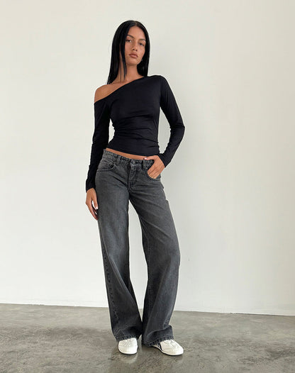 Jeans Parallel en gris negro lavado
