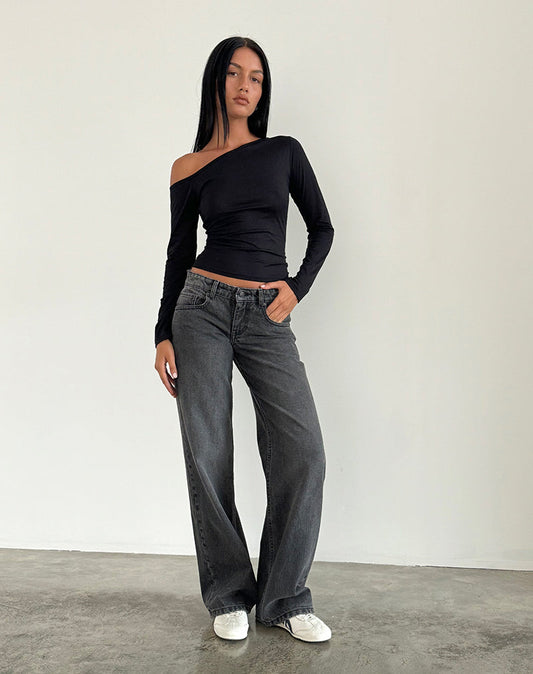 Jean Parallel en gris noir délavé