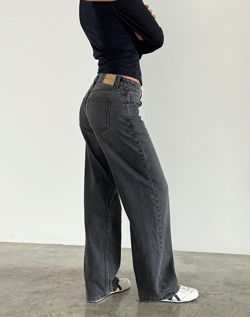 Jeans Parallel en gris negro lavado