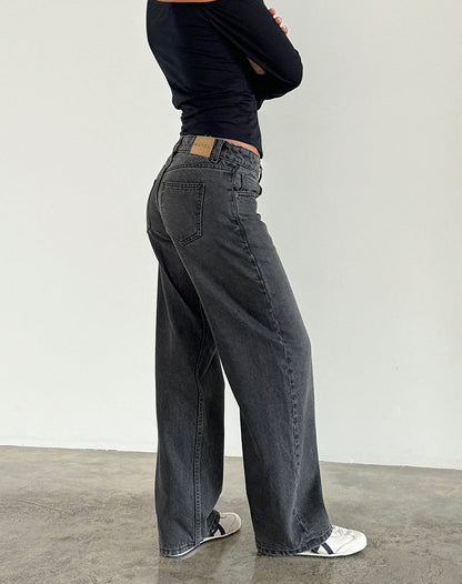 Jeans Parallel en gris negro lavado
