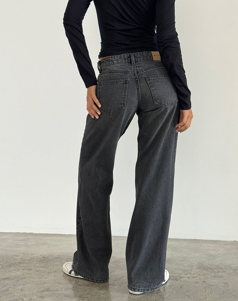 Jeans Parallel en gris negro lavado