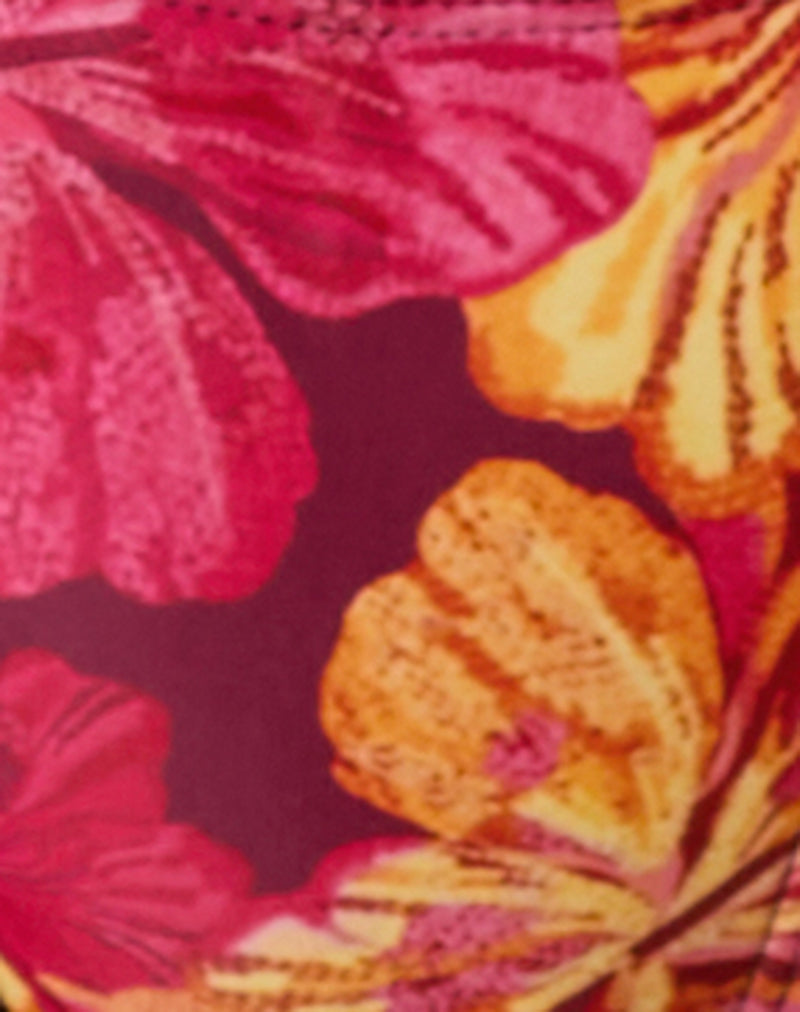 Conjunto de bikini Pami en estampado Sketch Hibiscus burdeos con lazos en contraste