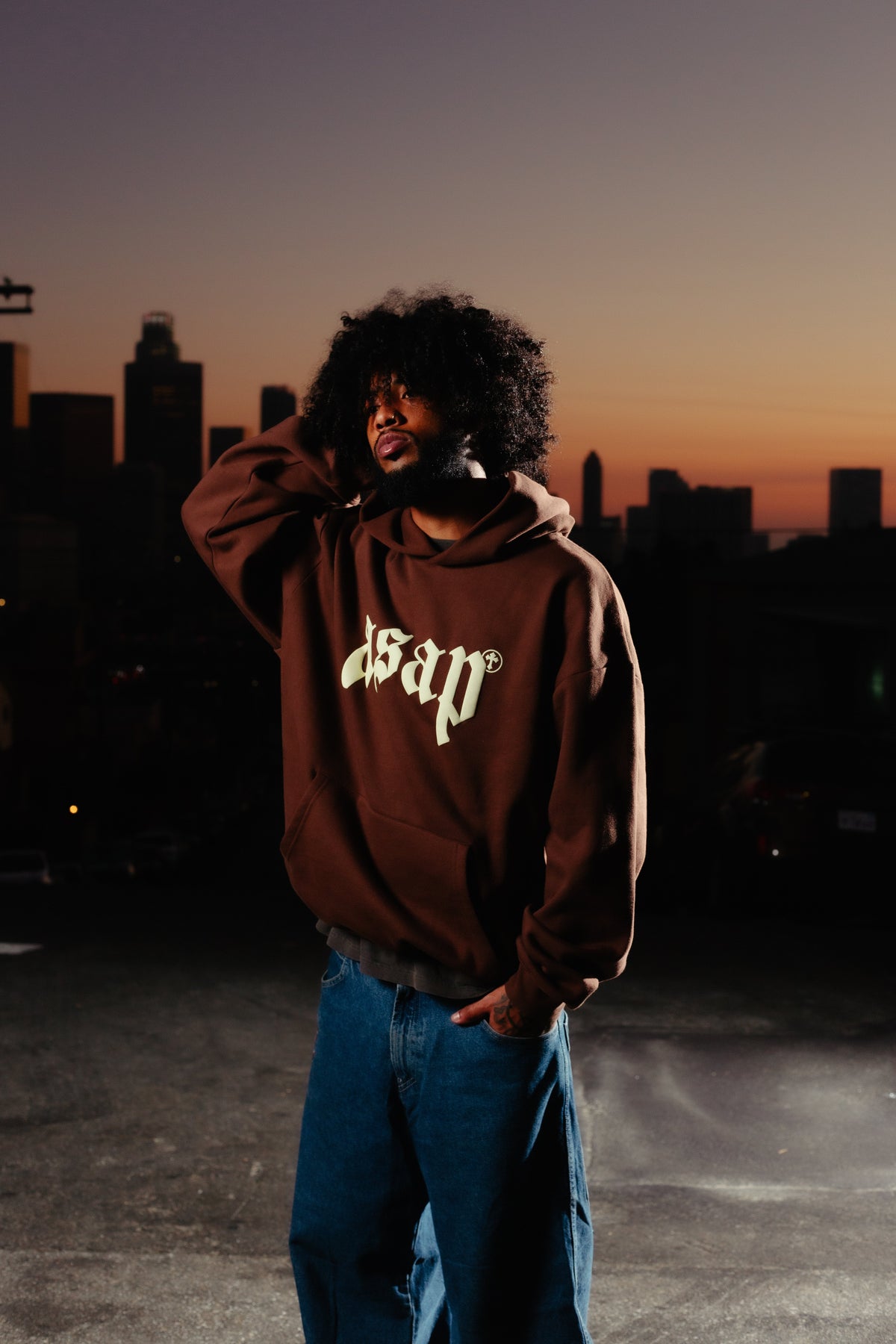 SWEAT À CAPUCHE MARRON ASAP